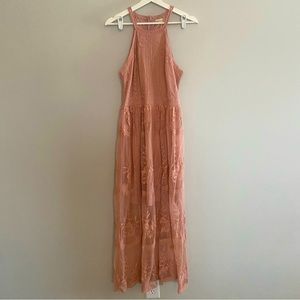 Altar'd State Pink Lace High Neck Dress